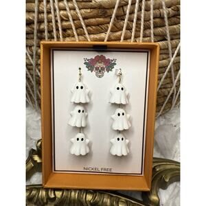Stack Of Ghost Dangling Earrings Halloween Shabby Chic Victorian Vintage Style